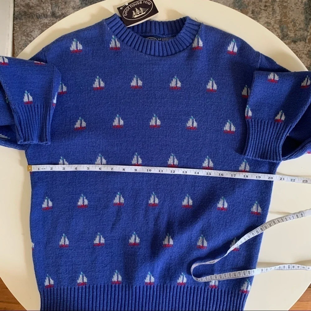 Vintage Boat House Row Sailboat Print Crewneck Sweater Men’s Size Medium New
